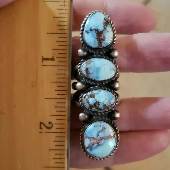SOLD Golden Hills Turquoise Sterling Ring Sz 6 - Picture 2 of 8